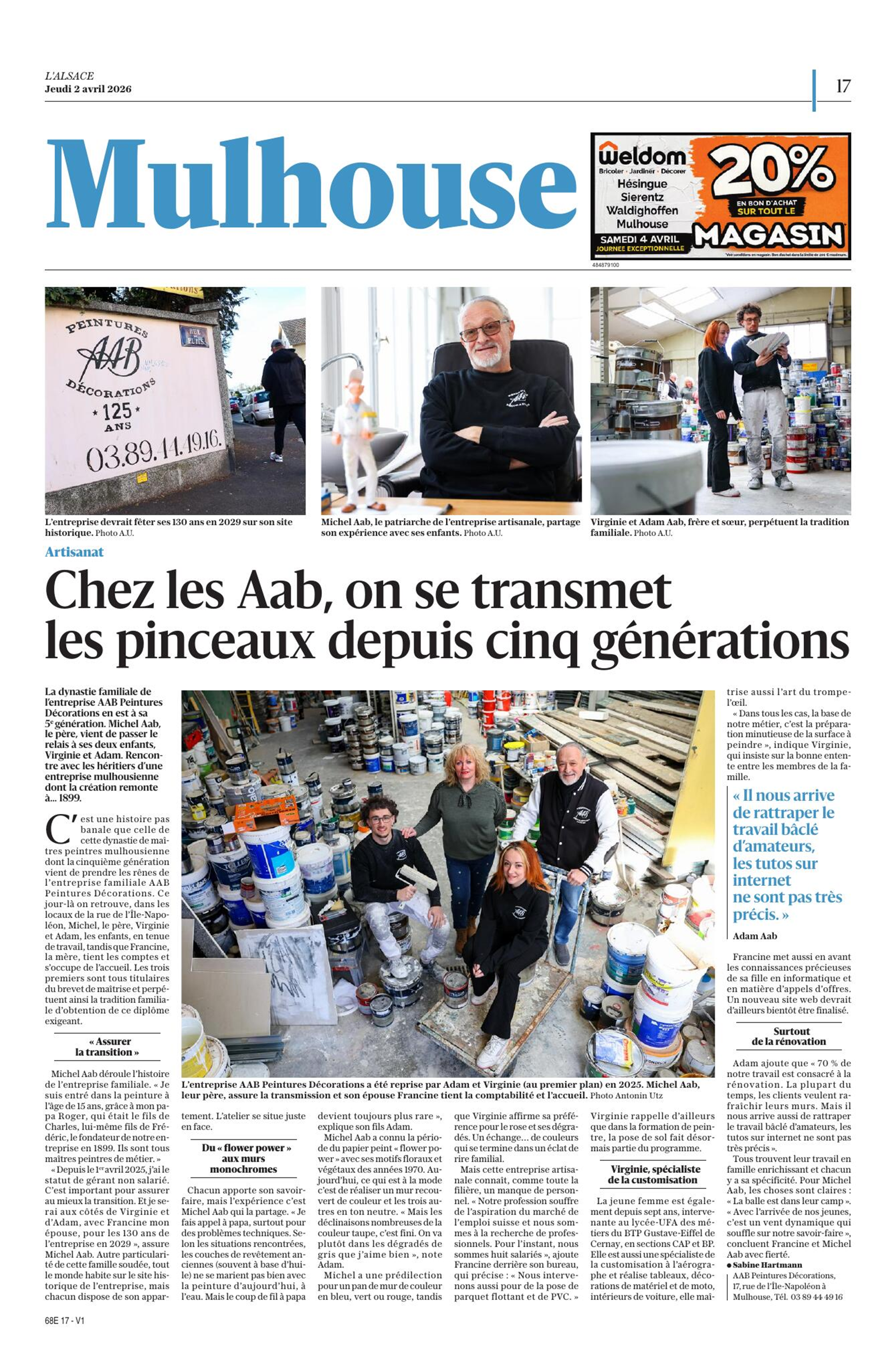 Article du journal L'Alsace
